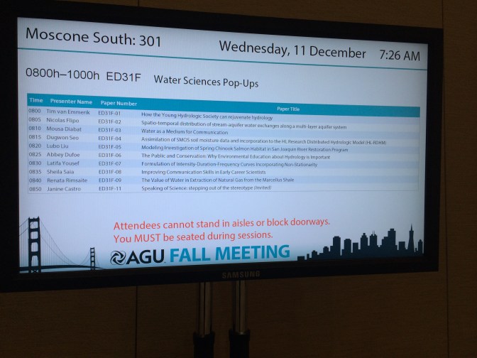 TV outside the meeting room - check out the presenter at 8:25!