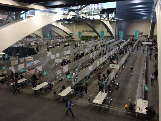 Overhead view of the poster hall - about 2800 posters per day!