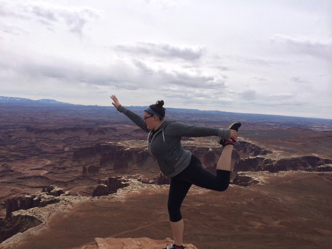 Me doing yoga.. on the edge of the world (again)