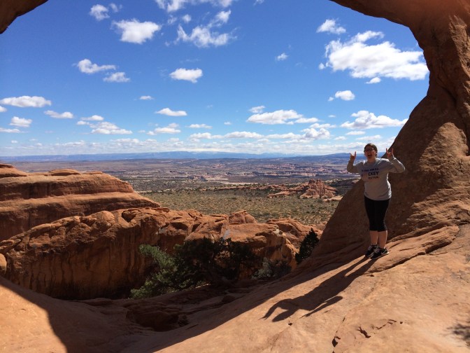 Me being silly, as always. Overlooking Arches NP.