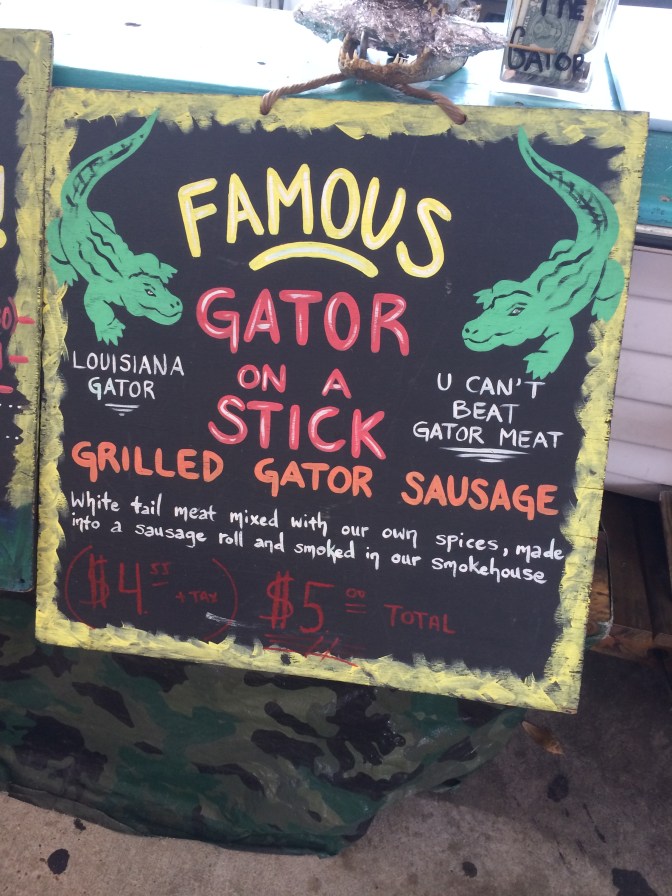 Gator on a stick from the French Market on Dupuyer Street
