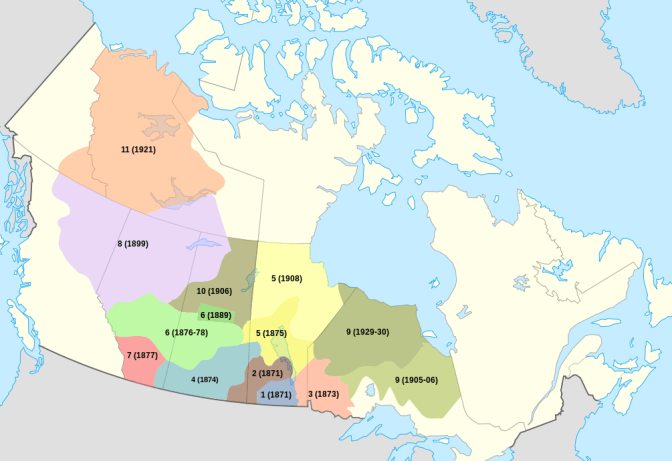 Location of Treaty Lands in Canada. Calgary is on Treaty 7 lands.