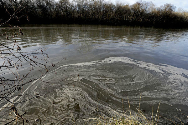 Image from the Dan River coal ash spill of Feb. 2014.